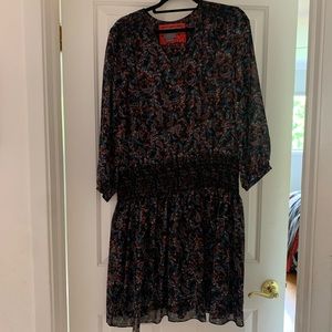 Anthropologie black patterned mini dress